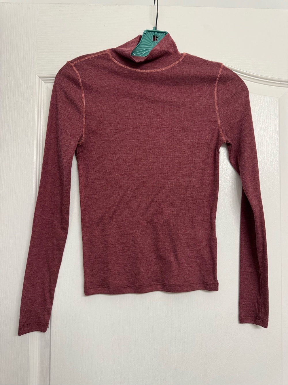 Madewell Heathered Wine Long Sleeve Turtleneck Top
